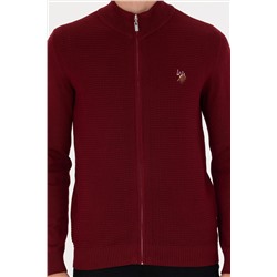 Erkek Bordo Basic Triko Hırka