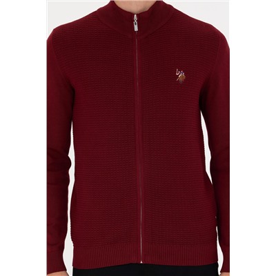 Erkek Bordo Basic Triko Hırka