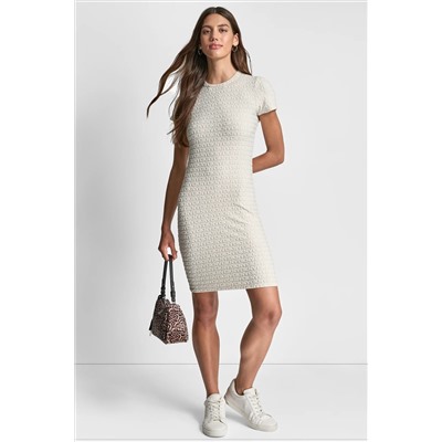 LOGO JACQUARD CREW NECK DRESS