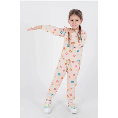 AHENGİM Kids Kız Çocuk Damlacık Desenli Eşofman Takımı Ak2224 1-2-10001157