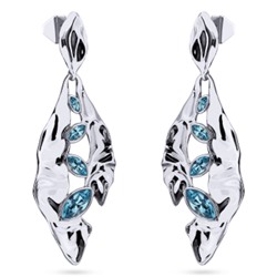 Серьги Эйва (кристаллы SW аквамарин; покрытие родий), Есть комплект