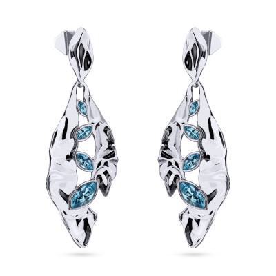 Серьги Эйва (кристаллы SW аквамарин; покрытие родий), Есть комплект