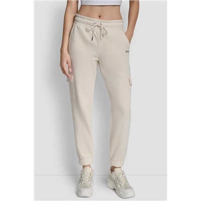 METALLIC BUBBLE LOGO SLIM FIT FLEECE CARGO JOGGER