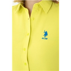 Kadın Neon Sarı Uzun Kollu Basic Gömlek