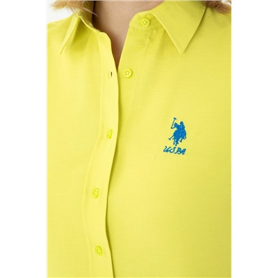 Kadın Neon Sarı Uzun Kollu Basic Gömlek