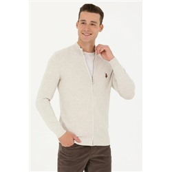 Erkek Taş Melanj Basic Triko Hırka