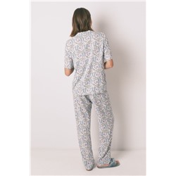 Pijama camisero largo flores verde