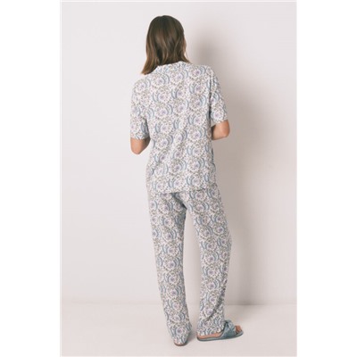Pijama camisero largo flores verde