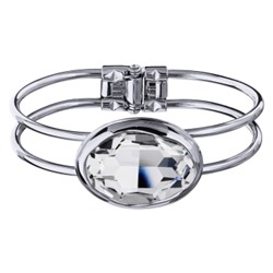 Браслет Грация (кристаллы SW 30х22 белые; покрытие родий), Есть комплект