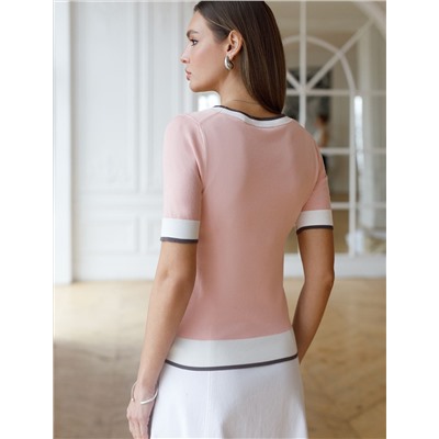 Джемпер с V-вырезом с коротким рукавом из вискозы