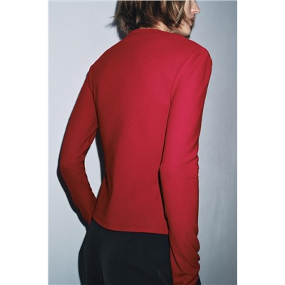 CREPE HIGH NECK T-SHIRT