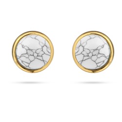 Пусеты Самоцветы (бирюза белая; покрытие золото), Есть комплект