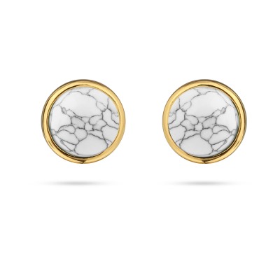 Пусеты Самоцветы (бирюза белая; покрытие золото), Есть комплект