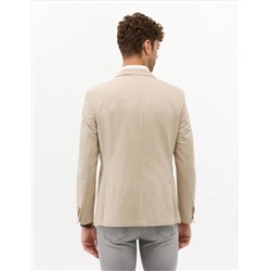 Bej Ex. Slim Fit Keten Karışımlı Ceket