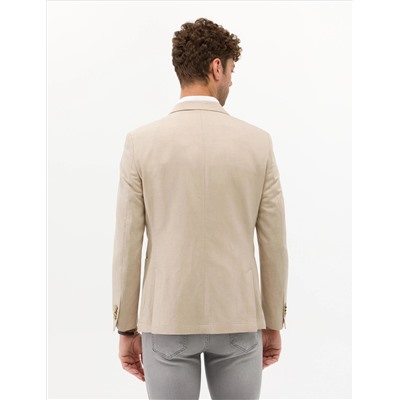 Bej Ex. Slim Fit Keten Karışımlı Ceket