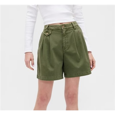 6" Mid Rise Twill Pleated Trouser Shorts