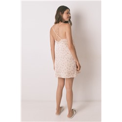 Camisón holgado satén flor rosa