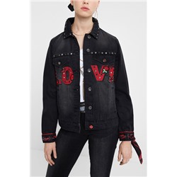 Cazadora denim detalles tachuelas