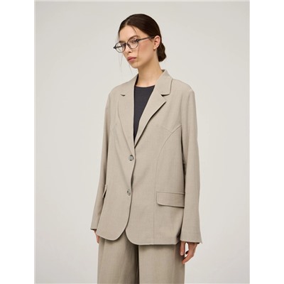 Бежевый жакет с содержанием льна