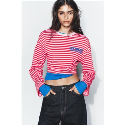 STRIPED T-SHIRT WITH SLOGAN