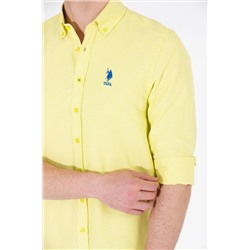 Erkek Neon Sarı Uzun Kollu Basic Gömlek