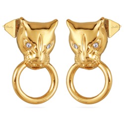 Серьги Пантера (кристаллы SW белые; покрытие золото), Есть комплект