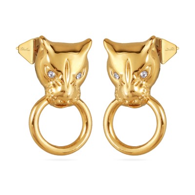 Серьги Пантера (кристаллы SW белые; покрытие золото), Есть комплект