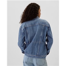 Oversized Cinched-Waist Denim Jacket