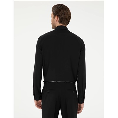 Siyah Slim Fit Uzun Kollu Basic Gömlek