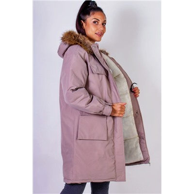 Зимняя парка удлиненная, с капюшоном натуральный мех арт. 619