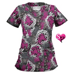 UA Splash of Flowers Black Print Scrub Top