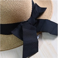 Cоломенная плетеная шляпа с закругленным краем из ленты и бантом для защиты от солнца