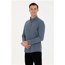 Erkek İndigo Uzun Kollu Basic Gömlek