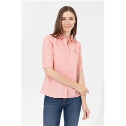 Kadın Somon Uzun Kollu Basic Gömlek
