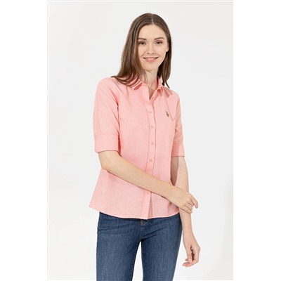 Kadın Somon Uzun Kollu Basic Gömlek