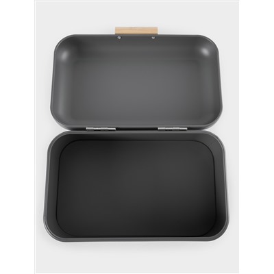 Хлебница, 30х17х18 см, металл/дерево, прямоугольная, графитовая, Local