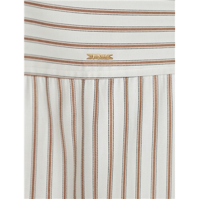 Блузка свободного силуэта в полоску  с рукавом 3/4  из хлопка