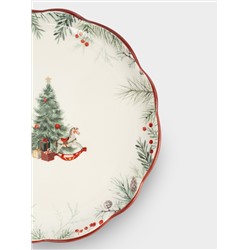 Тарелка закусочная, 20 см, керамика D, белая, Лошадка у елки, Festival