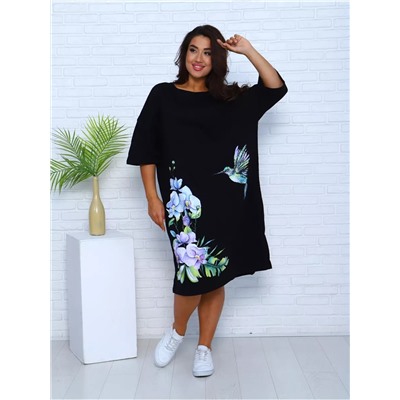 Удлиненная футболка хлопок с принтом Арт. 1092