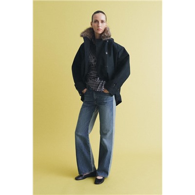 ZW COLLECTION FAUX FUR COLLAR TRENCH COAT