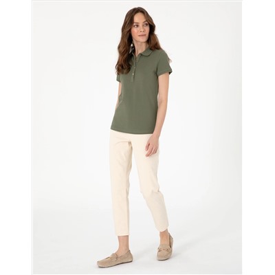 Haki Regular Fit Pamuklu Polo Yaka Basic Tişört