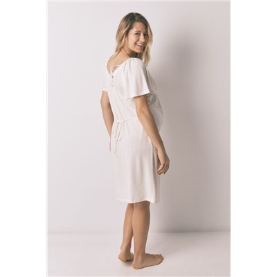 Camisón "maternity" blanco pointelle volante