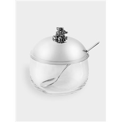 Вазочка для джема, 9x10 см, с ложкой, стекло/сталь, Vintage