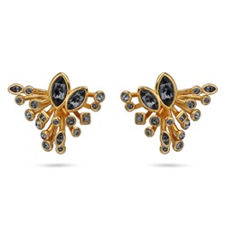 Серьги Эйва (кристаллы SW темно-серые; покрытие золото), Есть комплект