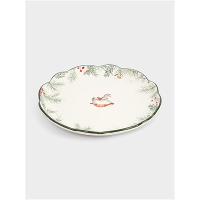 Тарелка обеденная, 24 см, керамика D, зеленая, Лошадка, Festival