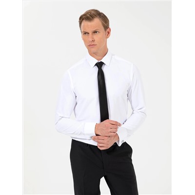 Beyaz Slim Fit Uzun Kollu Basic Gömlek