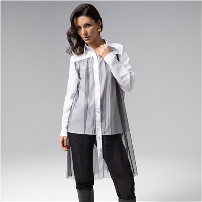 Рубашка комбинированная с сеткой, Срочно на обложку (white)