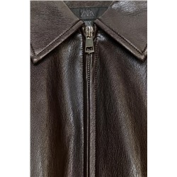 LEATHER EFFECT BOMBER JACKET