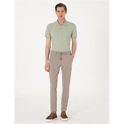 Çağla Yeşili Slim Fit %100 Pamuk Polo Yaka Basic Tişört