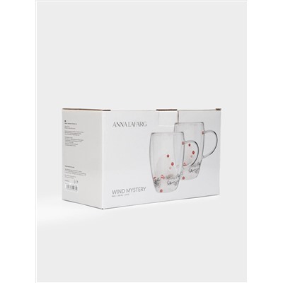 Кружка, 350 мл, 2 шт, стекло Б, с ягодами и еловыми ветками внутри, Wind-mystery